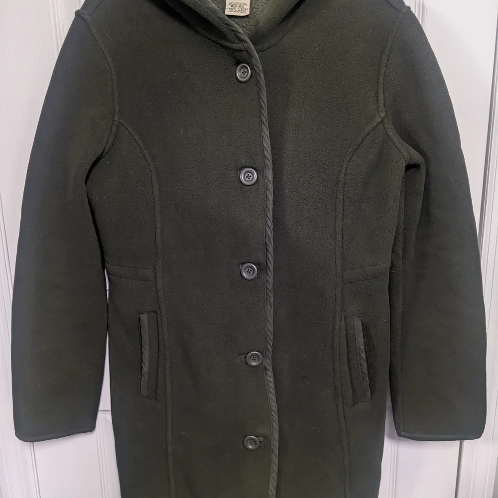 L.L. Bean Dark Green Fleece Coat - Picture 1 of 5